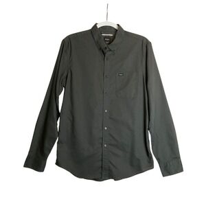 RVCA Slim Fit Long Sleeve Button Up Shirt Grey Shirt Pocket Casual Preppy M
